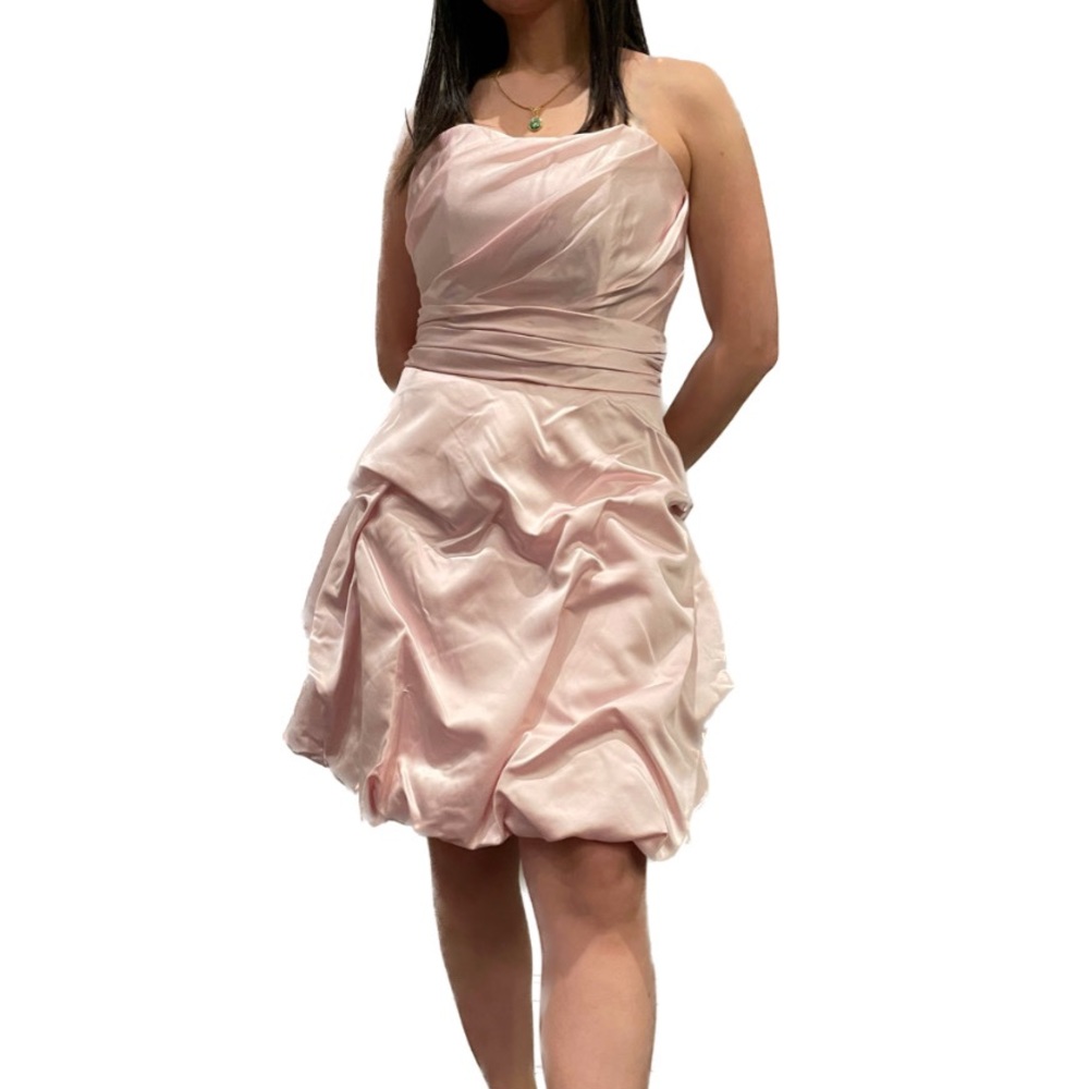 Pink satin baby doll dress